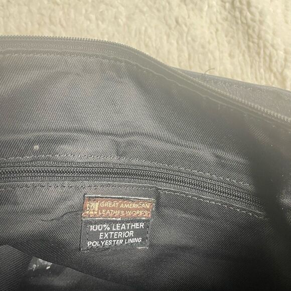 Great American Leather Works Black Leather Shoulder Bag brass tone hardwares - Picture 11 of 11